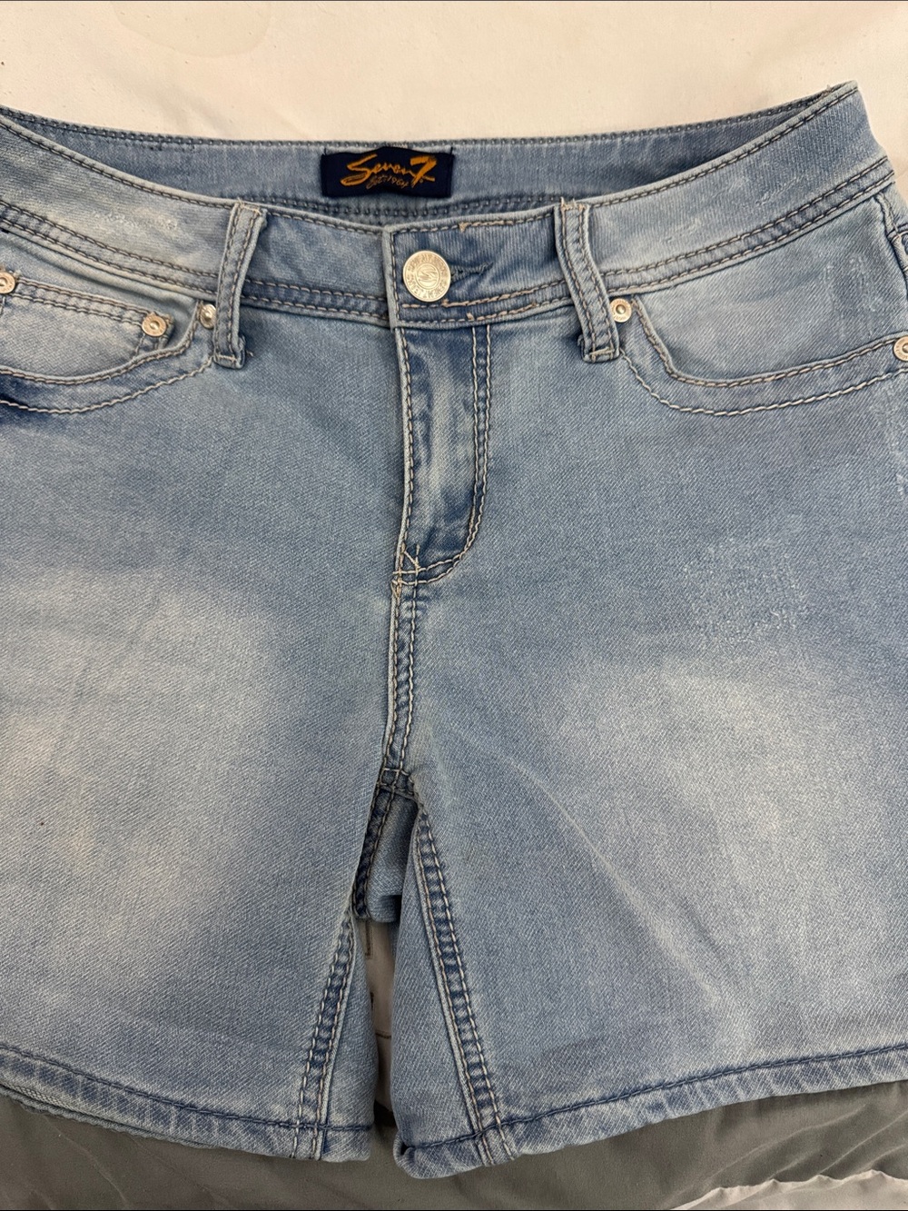 Seven7 Light Blue High-Rise Denim Shorts